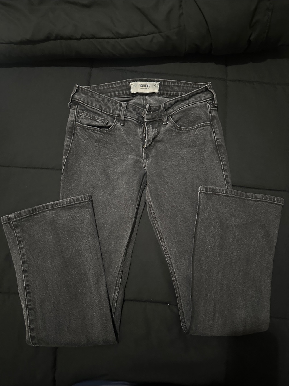 Hollister Women's Charcoal Gray Flared Wide-Leg Jeans